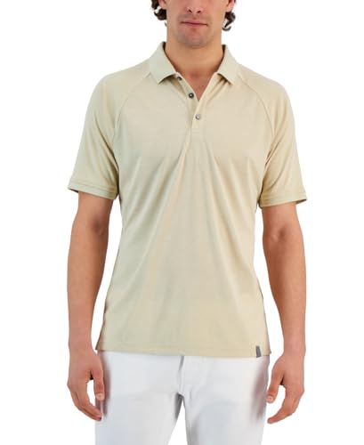ALFANI Men's Alfatech Polo Shirt Small Brown Rice Natural Size S