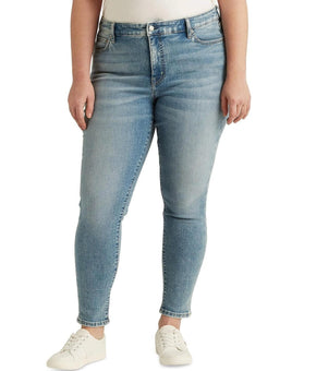 Lauren Ralph Lauren Plus-Size High-Rise Skinny Ankle Riviera Wash 14W Blue