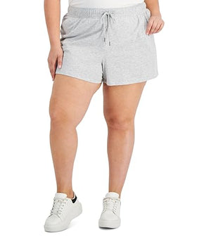 ID Ideology Women's Retro Recycled Drawstring Shorts Gray Plus Size 3X
