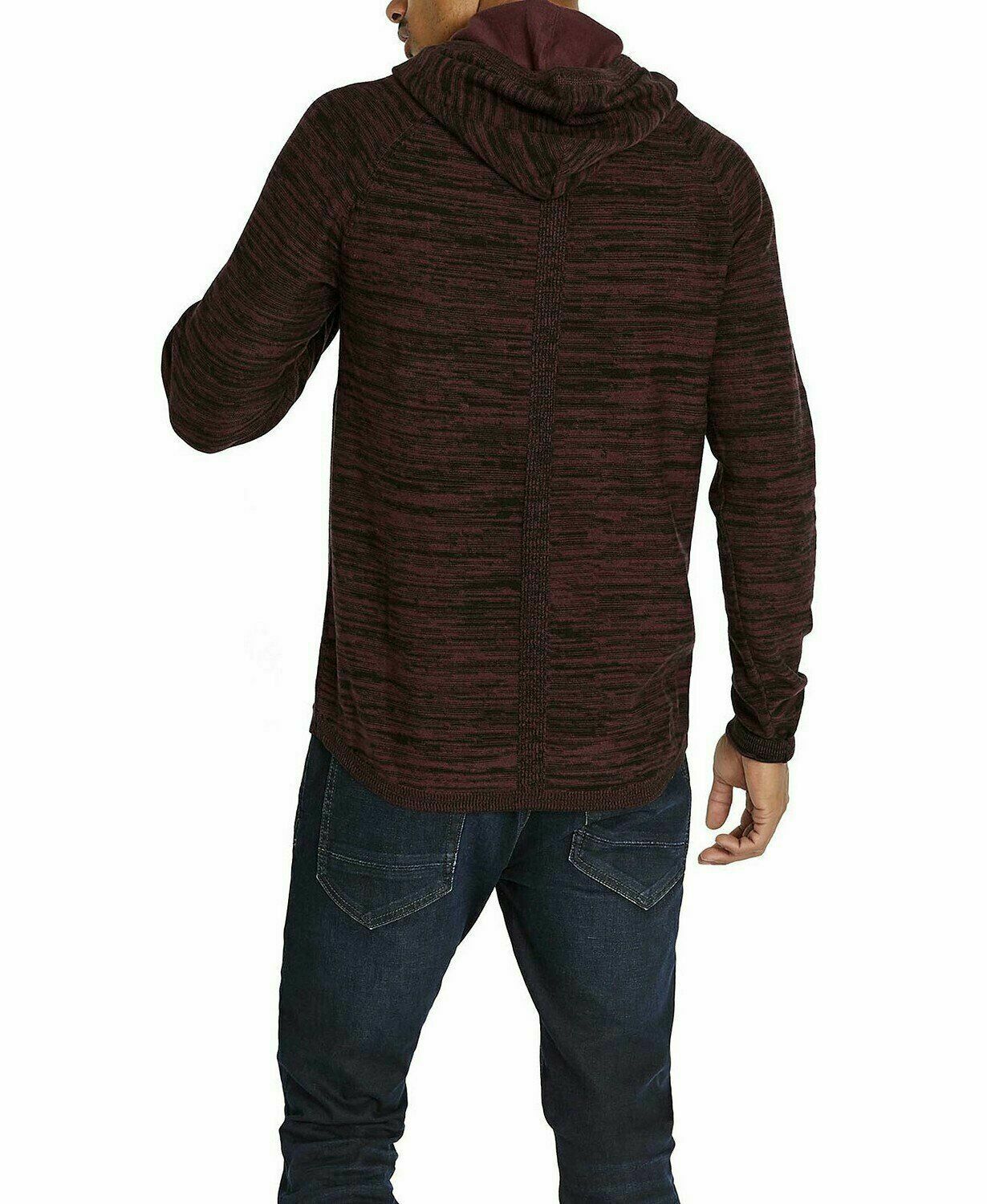 Buffalo David Bitton Men Hooded Sweater Wamen Burgundy Wine Black Combo Size XXL