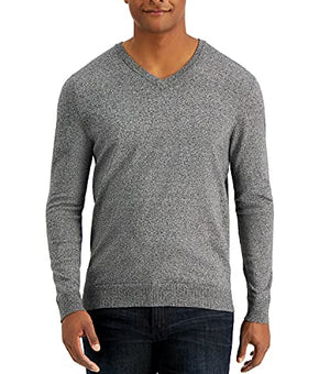 Alfani Mens Sweater Marled Small V-Neck Knit Pullover Black Size S