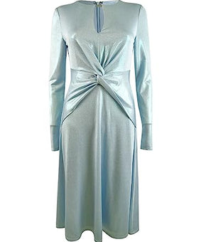 Lauren Ralph Lauren Women's Long-Sleeve Foiled Jersey Dress (8, Light Blue)