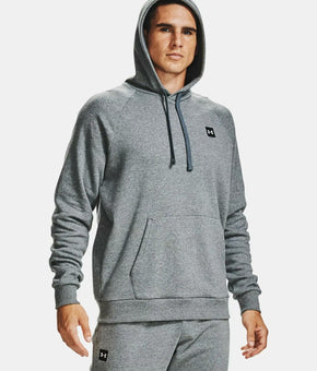 Under Armour Mens Rival Fleece Fitted Hoodie Pitch Gray Light Heather Size XL