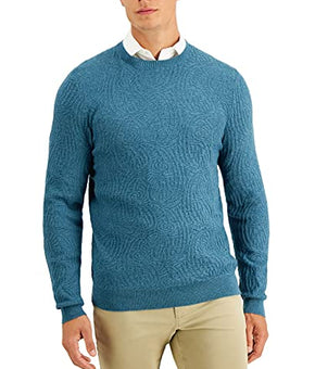 Tasso Elba Mens Silk Blend Ribbed Trim Sweater Blue L