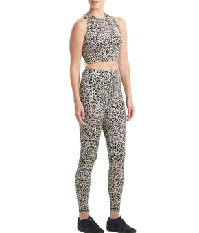 Josie Natori Getaway Animal-Print Cropped Tank Top Black Beige Size XL MSRP $44