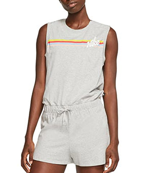 Nike NSW Print Romper Graphic Grey Heather/Night Silver/White Womens Jumpsuit XS