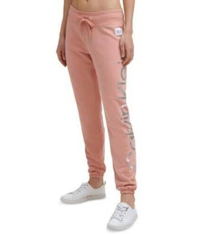 Calvin Klein Women's Jumbo Logo Jogger Pants Coral pink Size L MSRP $60