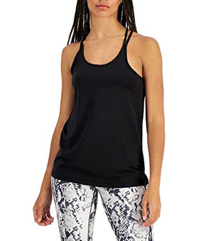 Ideology Women Black Stretch Strappy Back Ventilation Sleeveless Tank Top Size S