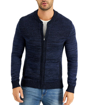 Sun + Stone Men's Decker Full-Zip Sweater Midnight Blue Navy Size M