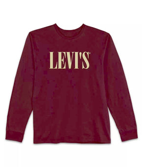 LEVI'S Men's Serif Long Sleeve Tee Brick Red Size M