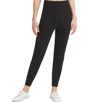 CALVIN KLEIN Women's Slim-Fit Full-Length Jogger Pants Black Size L MSRP $70
