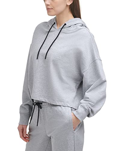 DKNY Sport Women's Rhinestone Logo Cotton Hoodie (Pearl Grey Heather, Small)