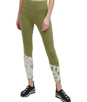 Dkny Sport Women's Tie-Dyed-Hem 7/8 Leggings Green Size M MSRP $60