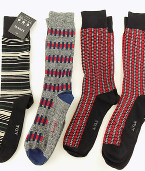 Alfani Men's Variegated Geometric Red Black Crew Casual Socks 4-Pairs MSRP $32