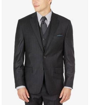 Ralph Lauren Men's Wool Flannel Classic Fit Suit Jacket Stripe Charcoal Size 48L