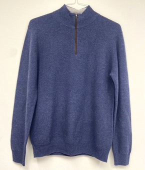 THE MENS STORE Bloomingdale's 1/4 ZIP Cashmere Sweater Blue Size S MSRP $228