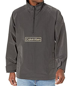 Calvin Klein Relaxed Fit Logo Popover Jacket Outerwear Black Gray Size M