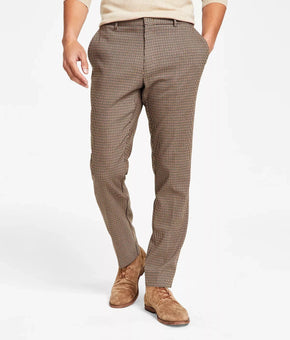 Tommy Hilfiger Mens Modern-Fit Stretch Check Pants Brown Size 40W X 29L MSRP $95