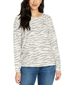 Buffalo Women's Top Size S Printed Cozy Top White Animal Print Small