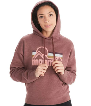 Marmot Women's Coastal Graphic Logo Fleece Hoodie Size M Brown pink MSRP $52