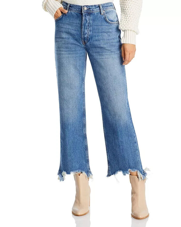 Free People Maggie Mid Rise Straight Leg Jeans in Sequoia Blue Size 29 MSRP $78