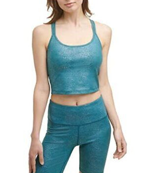 Calvin Klein Performance Printed Strappy-Back Tank Top Teal Blue Size S MSRP $50