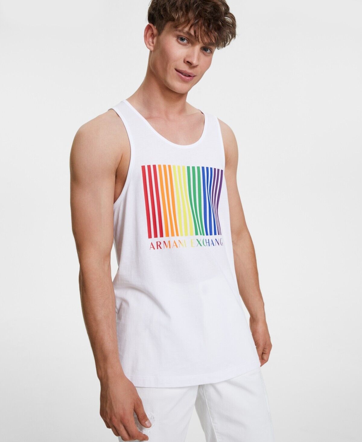 A|X ARMANI EXCHANGE Men's Pride Graphic Tank Top White Size XXL MSRP $45