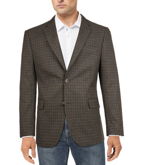 Tommy Hilfiger Men's Modern-Fit Check Patterned Blazer Charcoal Brown Size 40R