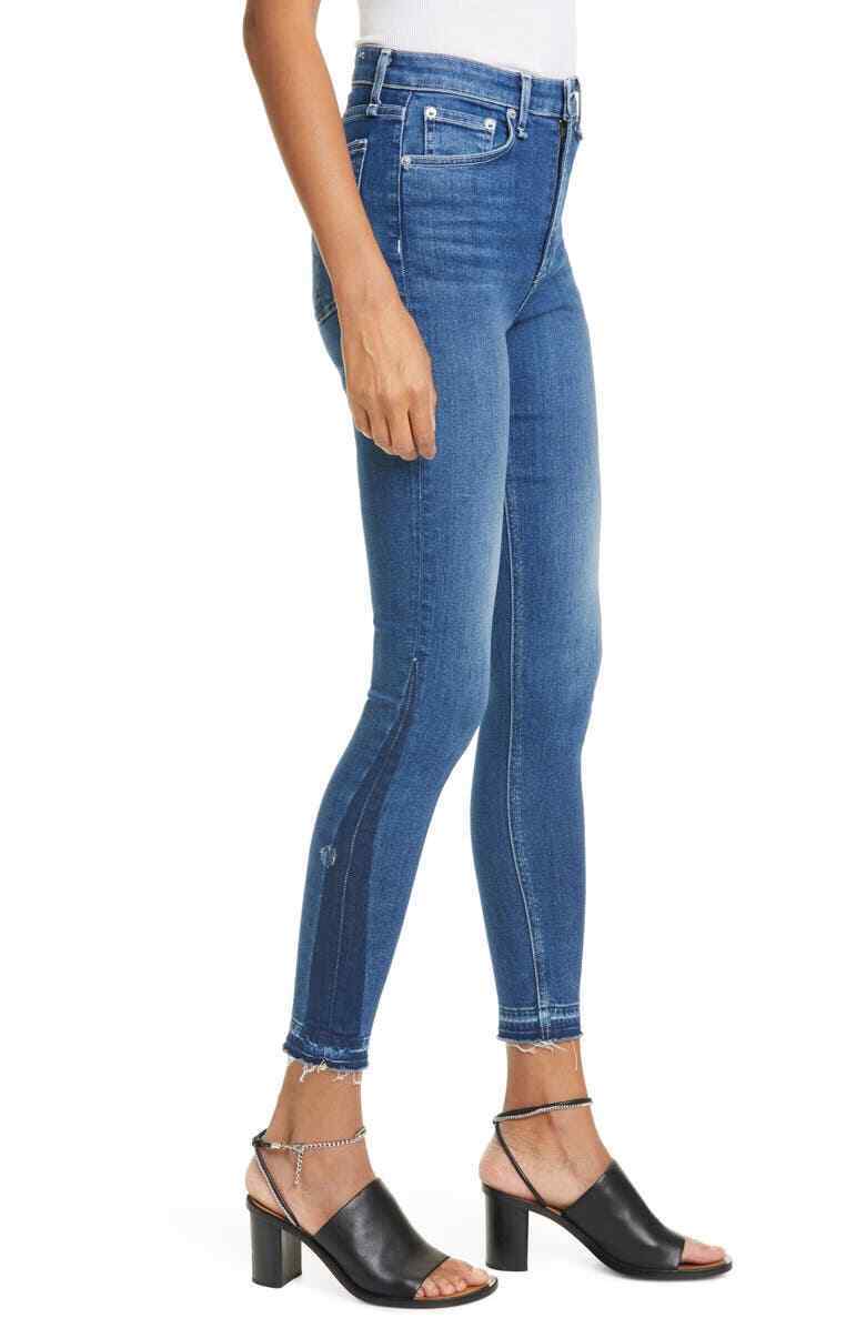 rag & bone Nina High Waist Release Hem Ankle Skinny Jeans Blue Size 28 MSRP $225
