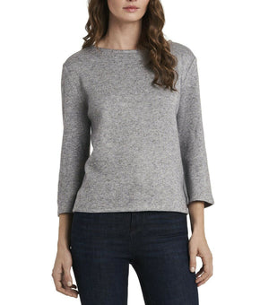 Vince Camuto Women 3/4 Sleeve Lurex Sweater Top Silver Grey Size XL