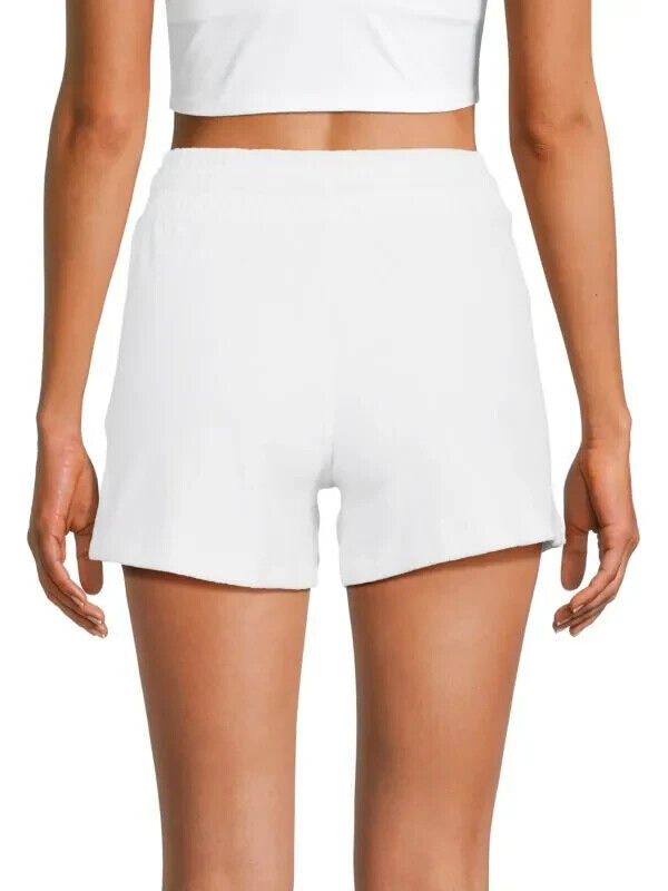 DKNY SPORT Women's Terry Cloth Relaxed Shorts White Size L MSRP $40