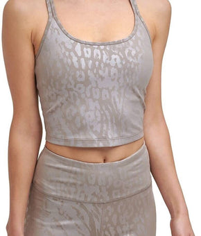 Calvin Klein Performance Printed Strappy-Back Women Tank Top Brown Beige Size S