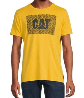 Caterpillar Men's Work Diamond Plate Logo Graphic T-Shirt Yellow Size XL