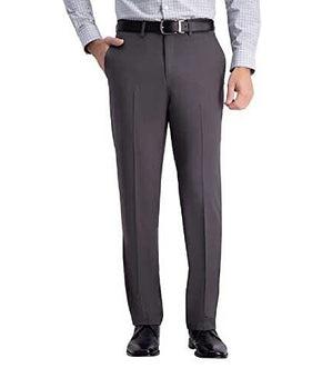 Haggar Men's Comfort Stretch Straight Fit Pant Flex Waist Gray Size 34W x 30L