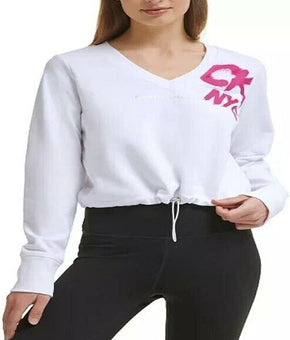 Calvin Klein Performance Women's Cinched Logo Sweatshirt White Size M MSRP $60