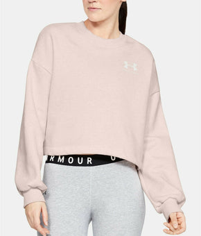 Under Armour Women's Rival Fleece Cropped Sweatshirt Pink Size L
