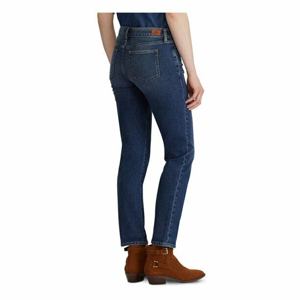RALPH LAUREN Womens Navy Skinny Jeans Blue Size 14 MSRP $100