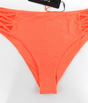 Bebe Womens Strappy Swim Bikini Bottom Neon tangerine Orange Size M MSRP $25