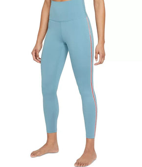 NIKE Women's Crochet-Trimmed 7/8 High-Waist Yoga Tights Blue Size L MSRP $65