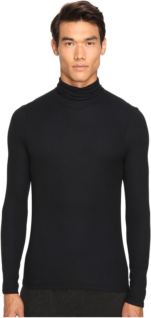 ATM Anthony Thomas Melillo Men's Long Sleeve Rib Turtleneck Sweater, Black, MD