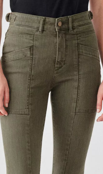 DL1961 Farrow High-Rise Cropped Skinny Jeans in Kale Green Size 27 MSRP $209