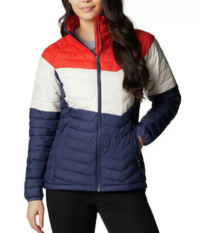 Columbia Plus Size Powder Lite Colorblocked Puffer Jacket Red Navy 3X MSRP $160