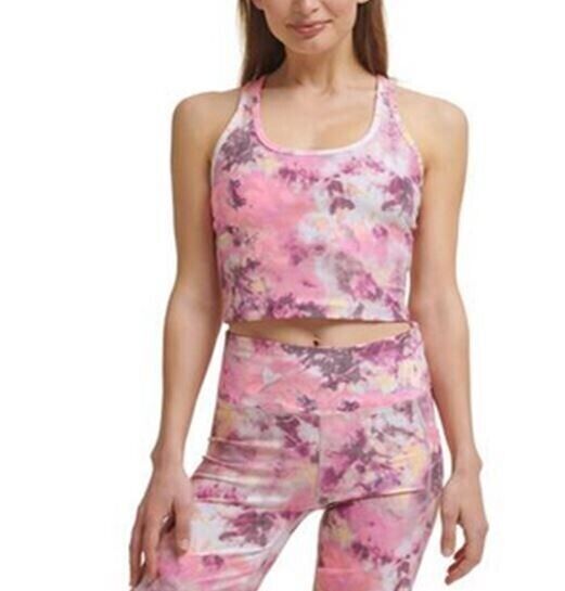 Calvin Klein Womens Printed Racerback Cropped Tank Top pink Size XL MSRP $50