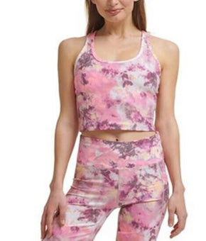 Calvin Klein Womens Printed Racerback Cropped Tank Top pink Size XL MSRP $50