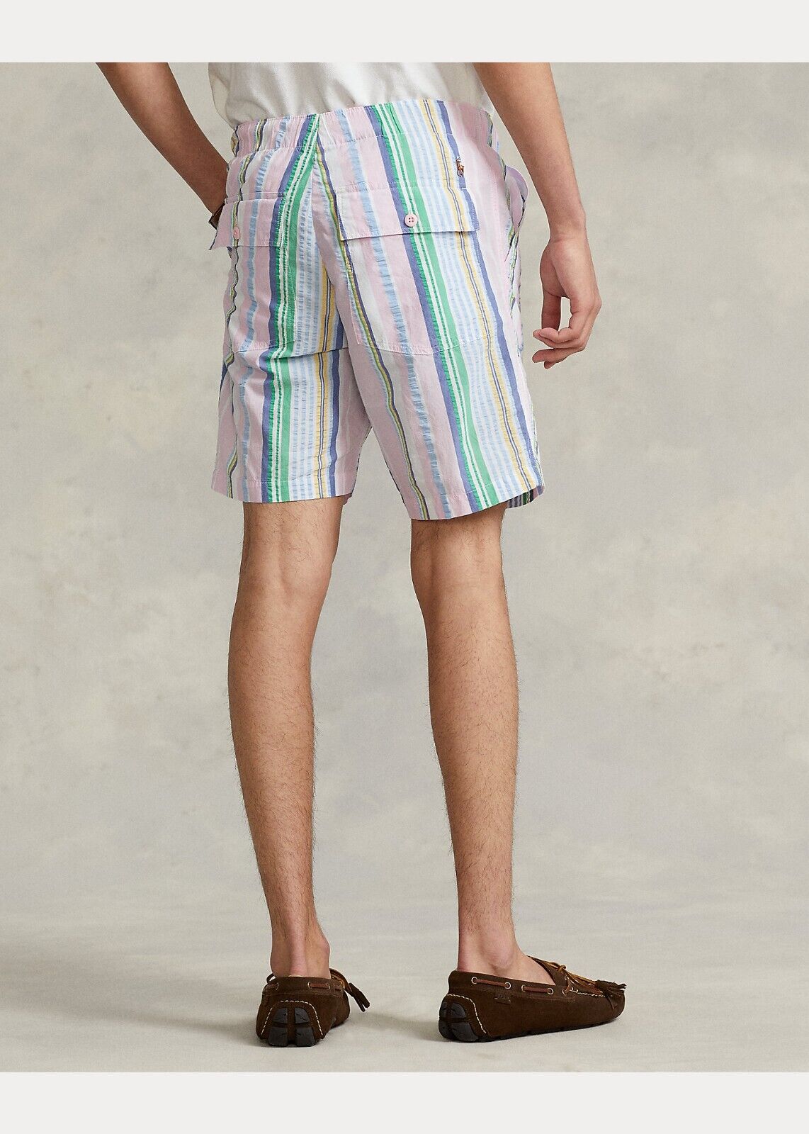 Polo Ralph Lauren 8-Inch Relaxed Fit Seersucker Short Pink Blue Size S MSRP $90