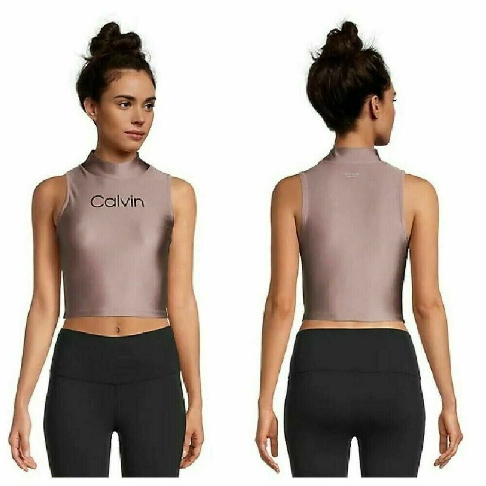 Calvin Klein Performance Womens Top Metallic lilac purple Size L MSRP $50
