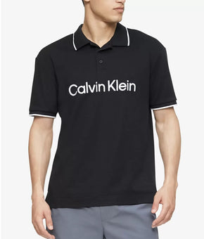 Calvin Klein Men's Boxy Fit Ck Logo Polo Shirt Black Size XL MSRP $70