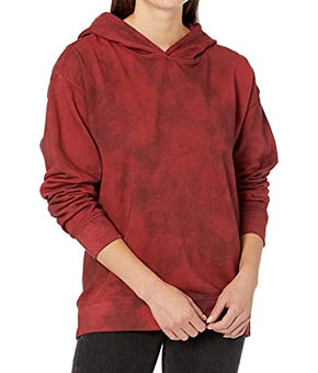 Hudson Jeans Women's Hoodie with Cut Out Back, Cabernet Fatigue TIE DYE, M