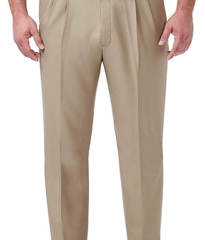 Haggar Men Comfort Classic Fit Pleat Pant Reg. Big & Tall Sizes, Khaki 50W x 29L