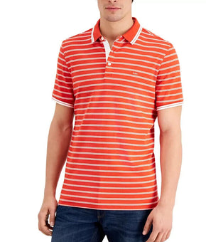 MICHAEL KORS Men's Modern-Fit Stripe Polo Shirt Orange Size XS MSRP $90